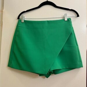 Zara Green Asymmetric Skort, Size M